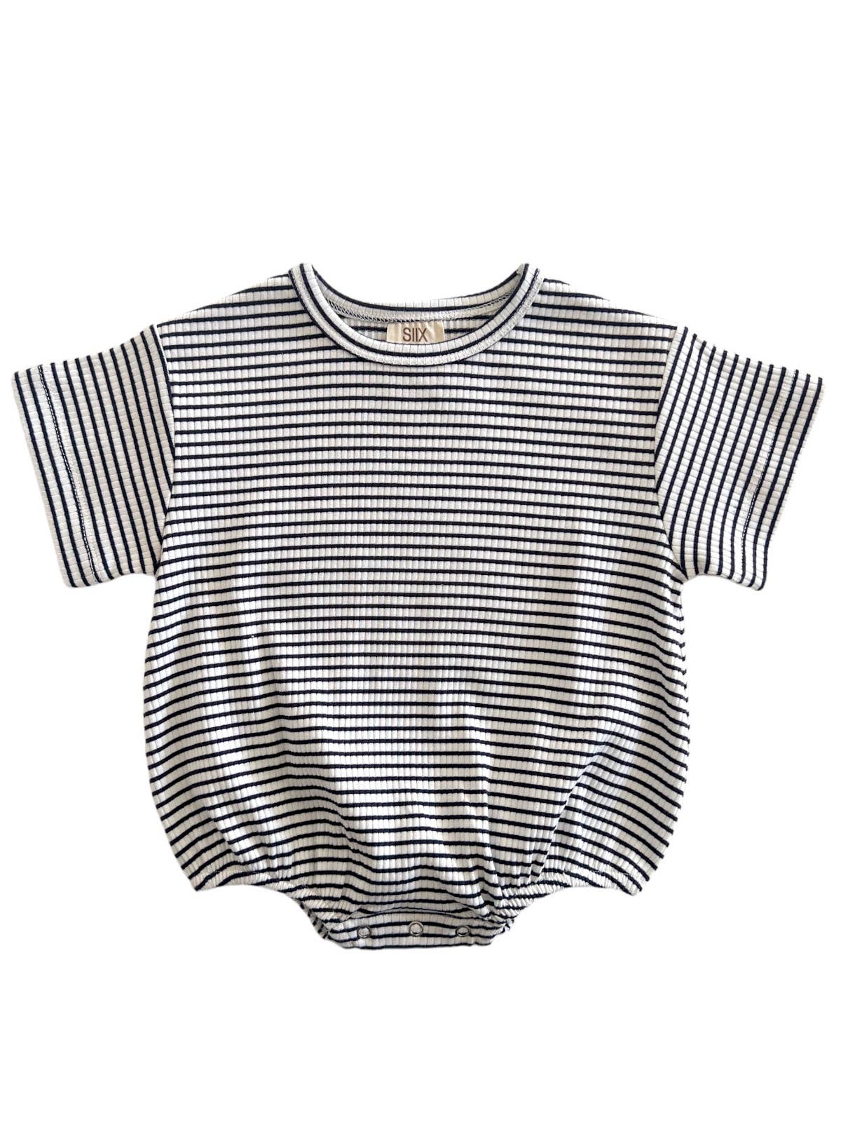 Black Stripe Organic Ribbed Bubble T-Shirt
