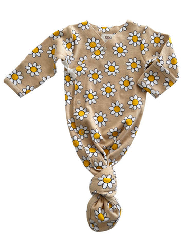 Daisy Pop Organic Cross-Body Knot Gown in Biscotti