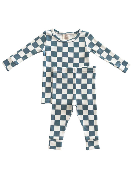 Checkerboard Organic 2-Piece Set in Blueberry Muffin